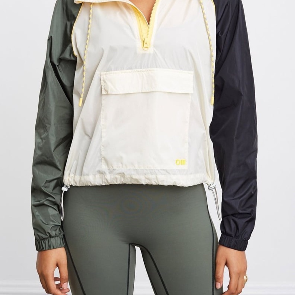 SOLID & STRIPED x BANDIER Cream and Black Windbreaker Jacket